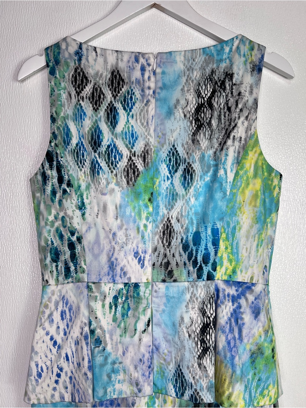 ANTONIO MELANI Sunny Fields Peplum Abstract Print Dress Fitted Silhouette Size 8 - Picture 12 of 13